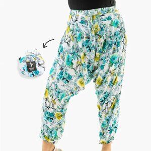 Buddha Pants Flower Savannah Summer Thai Harem Pant Elastic Waist Cotton Unisex